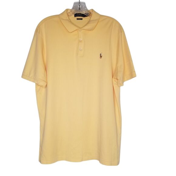 Polo Ralph Lauren Shirt Men’s Large Yellow Classic Fit Short Sleeve Golf Casual - Picture 1 of 10